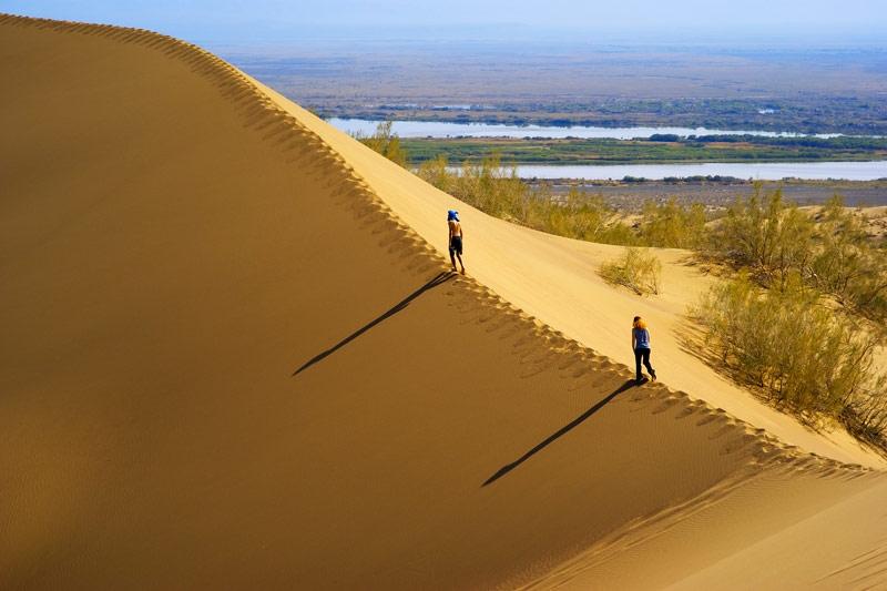 Dit vrijwel waterloze natuurpark wordt gekenmerkt door steile hellingen en diepe kloven. Je maakt vandaag een goede kans wilde ezels en steppeantilopen (djeiran) te spotten.