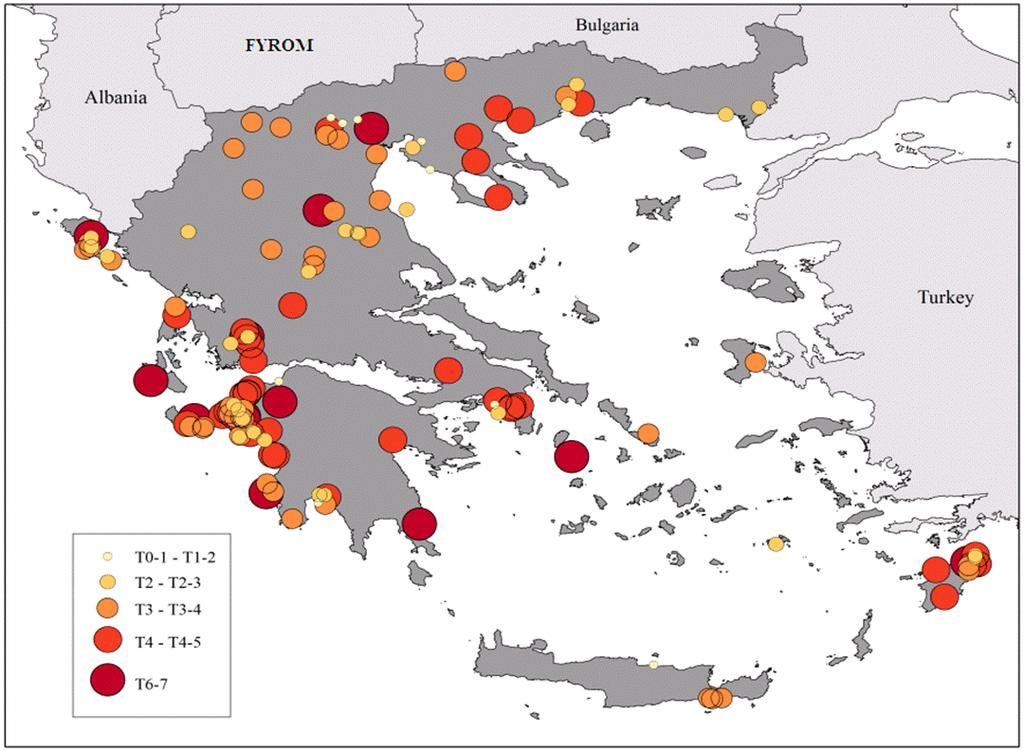 με 2,6 ημέρες ανά έτος εμφανίζεται στην Π.Ε.