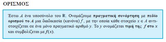 Μάθημα Κεφάλαιο: Όριο Συνέχεια Συνάρτησης Θεματικές Ενότητες:. Η έννοια της συνάρτησης.. Πεδίο ορισμού συνάρτησης. 3. Σύνολο τιμών συνάρτησης.