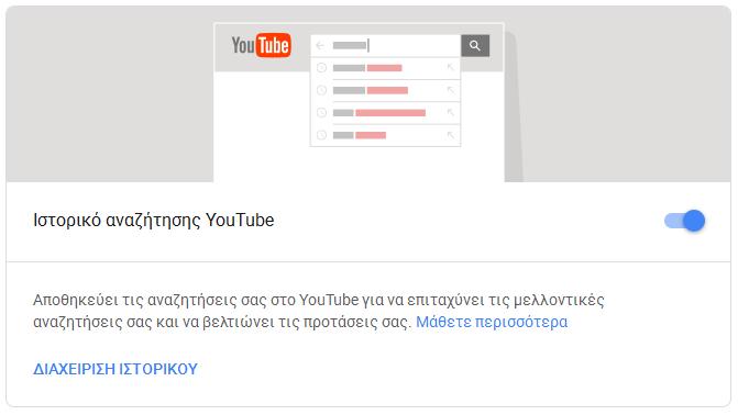 Ιστορικό αναζήτησης YouTube