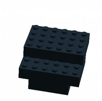 Κατασκευή μπλοκ μπαταριών Τα δύο μπλοκ μπαταρίας είναι κατασκευασμένα από μαύρα τουβλάκια LEGO.
