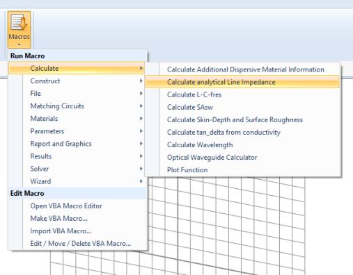 Ω πατάμε Macros Calculate Calculate analytical Line Impedance,