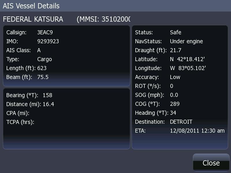 έχουν σχέση με την ασφάλεια του πλοίου και της περιοχής. Τα μηνύματα αυτής της κατηγορίας προβλέπονται μόνο για συσκευές AIS Class A ενώ για συσκευές Class B είναι optional. Εικόνα 3:Οθόνη από ECDIS.