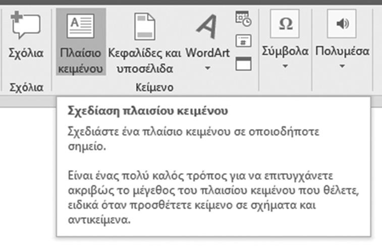 Kεφάλαιο 4: Προσθήκη Περιεχομένων σε Διαφάνειες 53 2 3. Πατήστε το ποντίκι στη διαφάνεια και κρατώντας το πατημένο σύρετε για να ανοίξετε το πλαίσιο κειμένου.