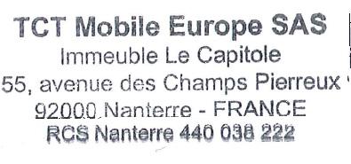 EC TCT Mobile Europe SAS 55 Avenue des Champs Pierreux, Immeuble Le Capitole 92000 Nanterre, France +33 1 46 52 61 00 Δήλωση Σσμμόρφωσης CE Πποϊόν: Tablet Ταςηοποίηζη πποϊόνηορ: 9003X/ PIXI 4 7" 3G