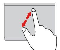 Σμίκρυνση με δύο δάχτυλα Τοποθετήστε δύο δάχτυλα στην επιφάνεια αφής και απομακρύνετε το ένα από το άλλο