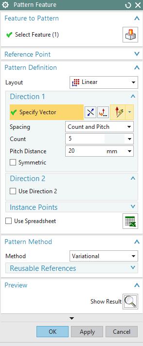 Στο Specify Vector πρέπει να δείξουμε ποιο είναι διάνυσμα που θα γίνει το