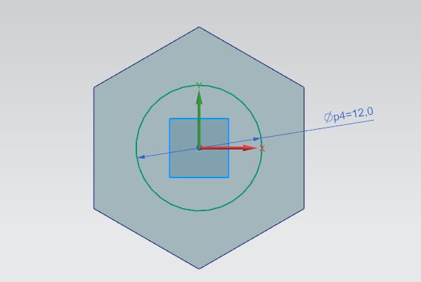 Επιλέγουμε πάλι sketch και επιλέγουμε επίπεδο σχεδίασης το XY πάλι. Σχεδιάζουμε έναν κύκλο διαμέτρου 12 όπως στην εικόνα 3.