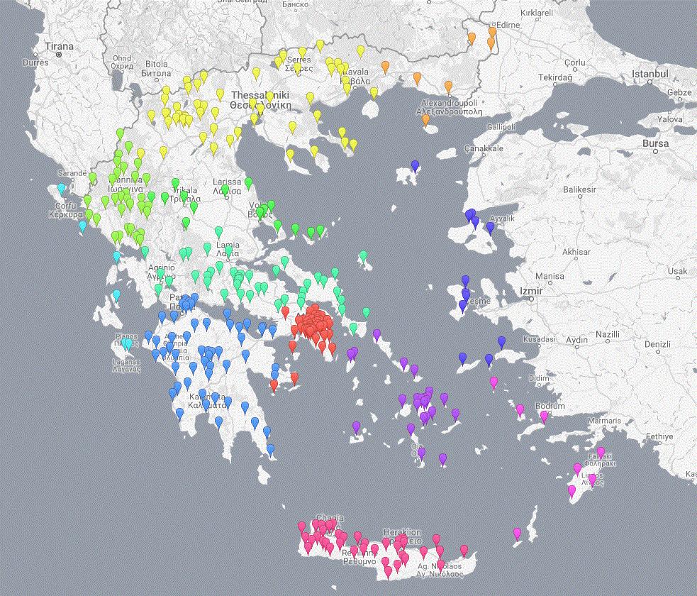 Παρατηρήσεις: Mετεωρολογικοί σταθμοί Observations: meteorological stations ΕΑΑ: 380 σταθμοί NOA: 380 stations Αναπτύχθηκε για να καλύψει τις ανάγκες : της επιστημονικής κοινότητας όχι μόνο του ΕΑΑ