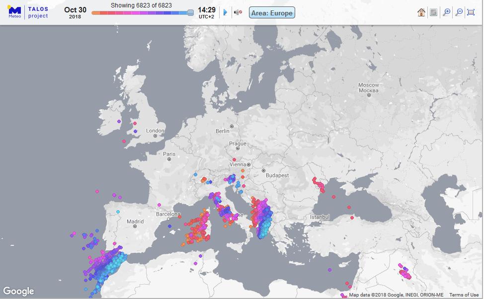 Παρατηρήσεις κεραυνικής δραστηριότητας Lightning activity