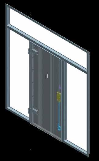 DOUBLE LEAF SECURITY DOOR WITH TWO SIDE LIGHTS AND DORMER