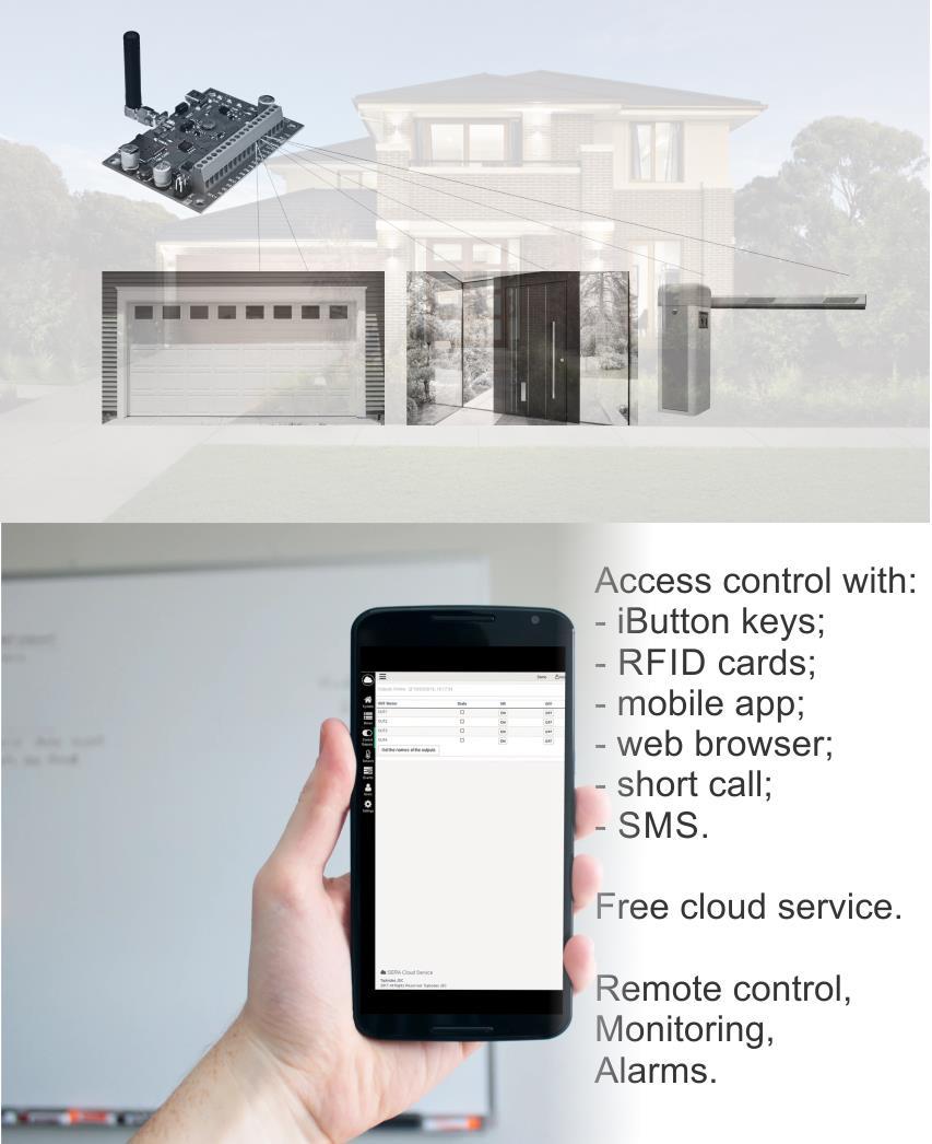 Lithuania, EU +37062167590 Info@topkodas.lt Access Controller with RFID cards ibutton keys mobile web app Access control: https://www.topkodas.lt/downloads/gtalarm2_access_an_en.