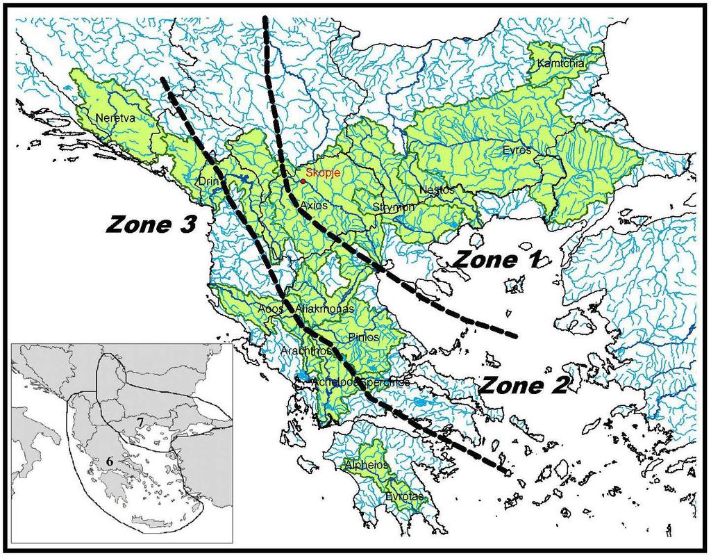 Major Balkan Rivers 83% of the total Balkan river runoff