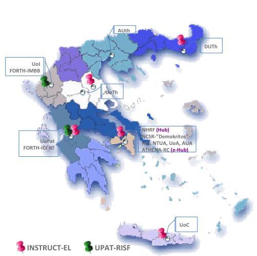 Instruct-ERIC ESFRI Landmark Οργανισμοί Εταίροι στο INSPIRED Ερευνητικά Κέντρα 1. Εθνικό Ίδρυμα Ερευνών (Συντονιστής, Hub) 2.