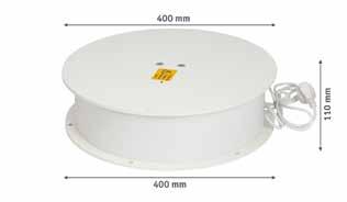 Συστήματα Προβολής Προϊόντων Περιστρεφόμενη Βάση Χρώμα: λευκό Διάμετρος βάσης: 400 χιλ. Διάμετρος φλάντζας: 400 χιλ. Περιστροφές ανά λεπτό:,5 Τάση [V]: 30 V Περιστρεφόμενη Βάση 100 κιλ.