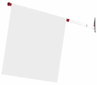 Σετ Σημαίας Μουσαμά Αποτελείται από 1 λευκό αδιάβροχο καμβά (460 x 550/550 χιλ. (Π x Μ)), κομμένο σε γωνία, 1 κοντάρι μήκους 700 χιλ.