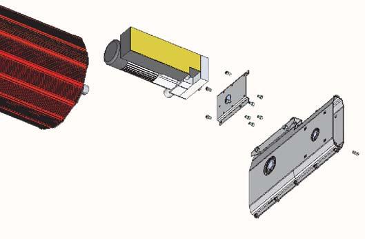 The wedge*, the safety brake and the holding ring are placed on the axis of the roll. * Usually the wedge is already placed on the axis and fixed via pin.