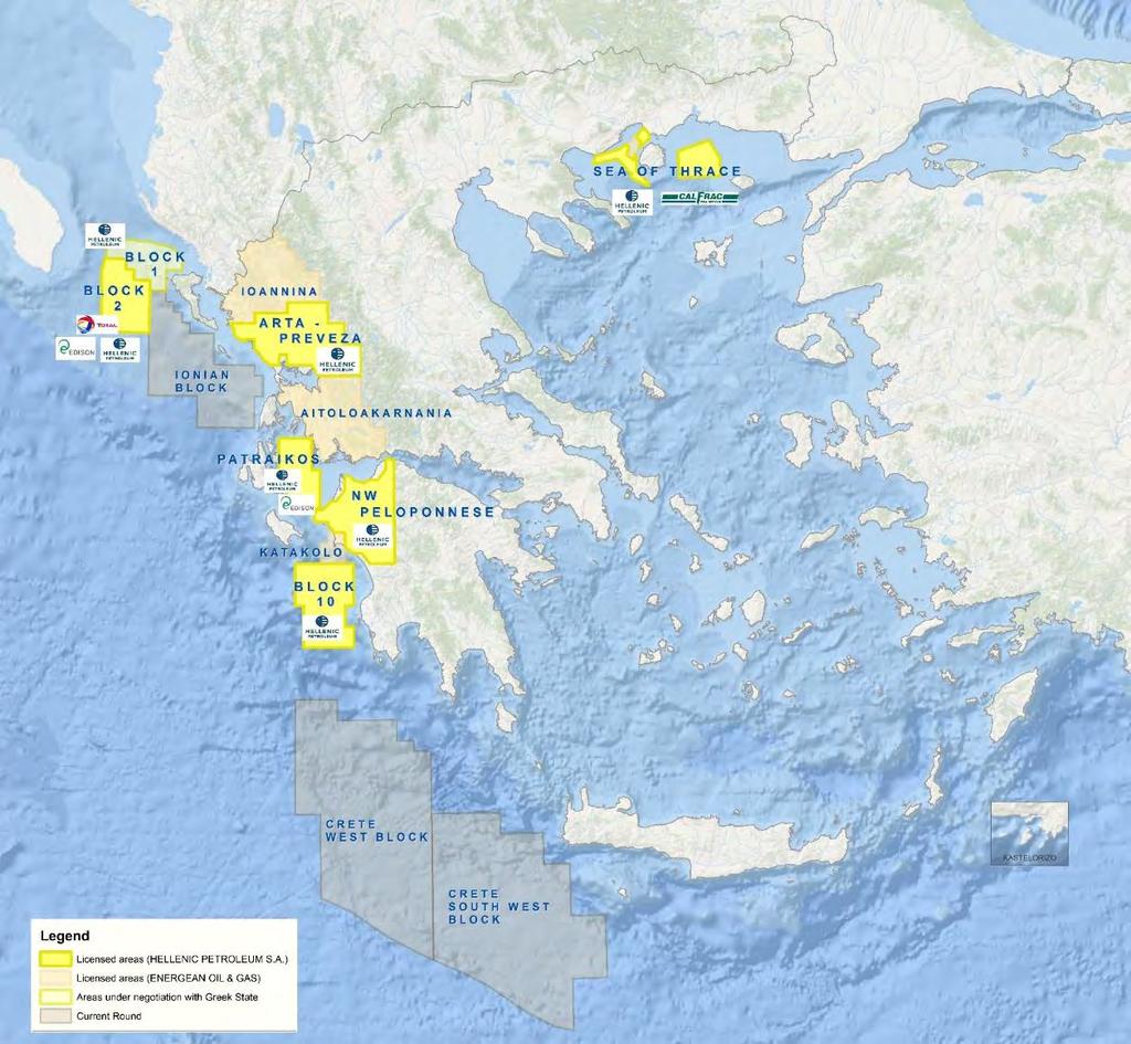 Νέος διεθνής διαγωνισμός θαλασσίων Δ Ελλάδας 2017 Η κοινοπραξία Total Exxon Mobil HELPE εκδήλωσε ενδιαφέρον για 2 περιοχές Δ και ΝΔ της Κρήτης και η Energian για 1 περιοχή στο Ιόνιο Με βάση την