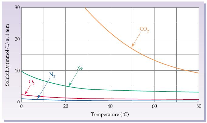 Επίδραση της Θερμοκρασίας στη Διαλυτότητα Η επίδραση της θερμοκρασίας στη διαλυτότητα των αερίων είναι πιο προβλέψιμη απ