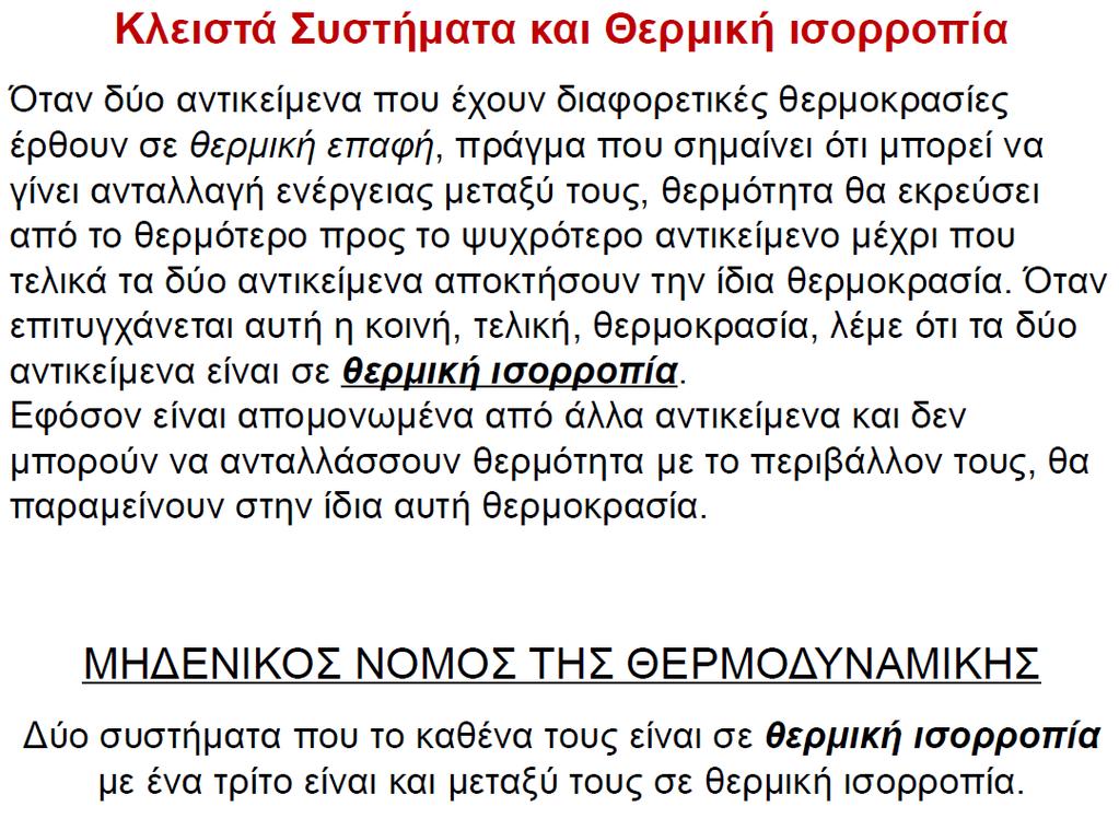 Θερμική ισορροπία: