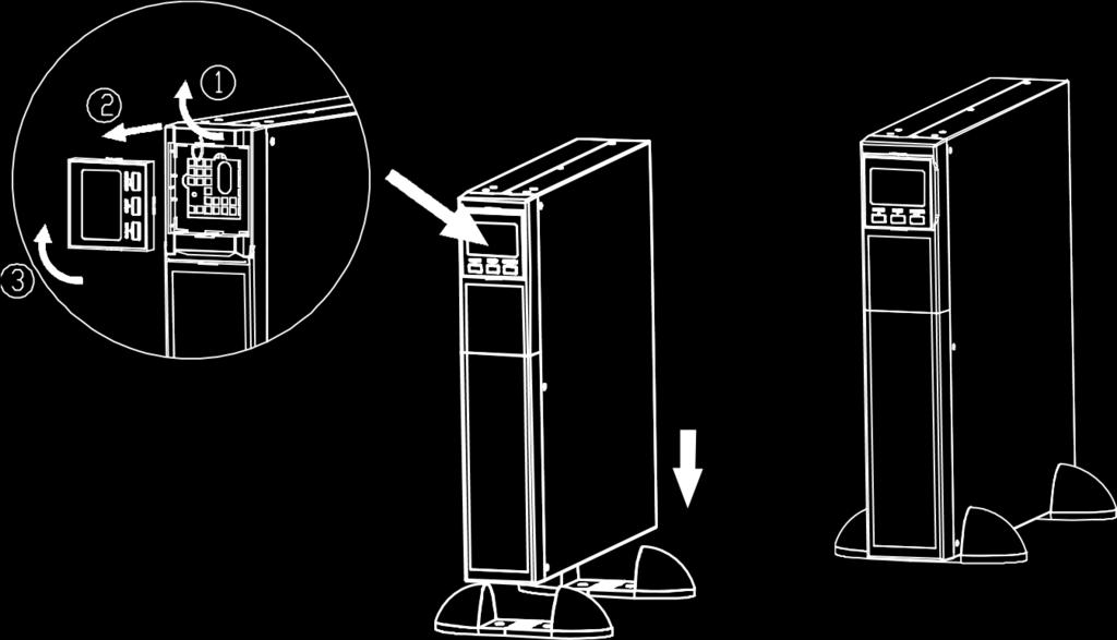 Βήμα 1 Βήμα 2 Βήμα 3 2-4. Τοποθέτηση UPS Πριν την εγκατάσταση του UPS, διαβάστε παρακάτω για την επιλογή της κατάλληλης τοποθεσίας για να εγκαταστήσετε το UPS. 1. Το UPS πρέπει να τοποθετηθεί σε επίπεδη και καθαρή επιφάνεια.