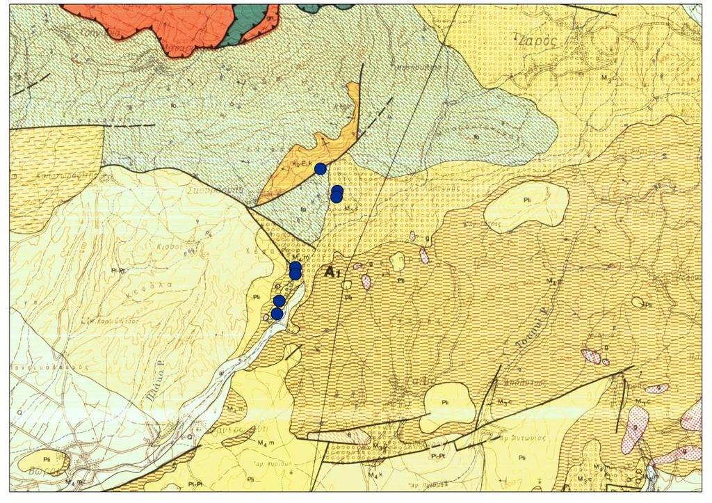 Εικόνα 2.14 Απόσπασμα γεωλογικού χάρτη φύλλου Τυμπάκιον σε μεγένθυνση της εικόνας 2.