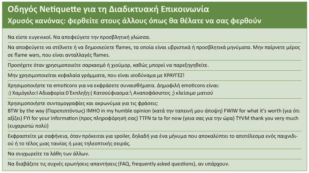 Netiquette Netiquette είναι ο κώδικας αποδεκτής συμπεριφοράς στο Διαδίκτυο Εικόνα 2-31 2017 Cengage Learning.