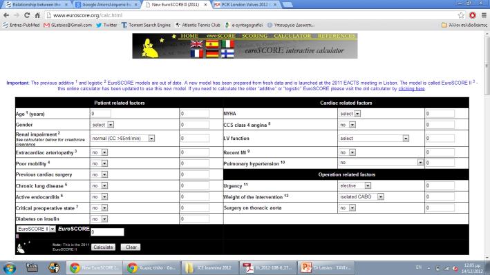 Clinical assessment Scores Roques F, Nashef S, Michel P, et al.