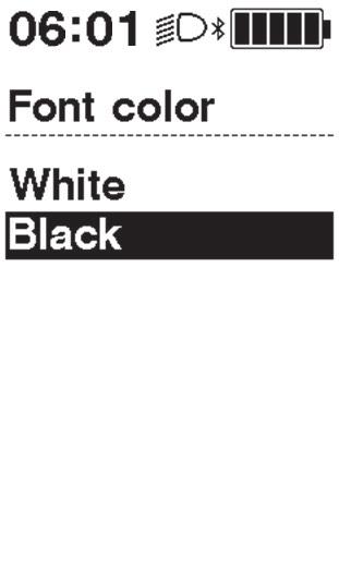 ΛΕΙΤΟΥΡΓΙΑ ΚΑΙ ΡΥΘΜΙΣΗ Μενού ρυθμίσεων (SC-E6100) [Font color] Εναλλαγή του χρώματος γραμματοσειράς μεταξύ λευκού και μαύρου. 1. Εμφανίστε το μενού [Font color]. (1) Εμφανίστε το μενού ρυθμίσεων.