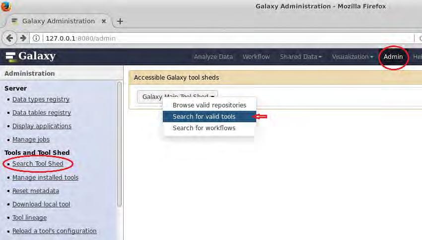 Εκτέλεση Galaxy $ grep "admin_users" config/galaxy.ini.sample $ sed 's/admin_users = None/admin_users = user@example.com/' config/galaxy.ini.sample > config/galaxy.