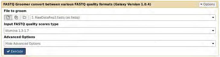 Βήμα 3 ο : Quality Control Εικόνα 24: Μετατροπή FASTQ μορφή (rawdatarep3) Χρησιμοποιώντας το εργαλείο NGS: QC and