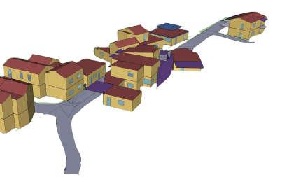 Σχήμα 3 Τρισδιάστατη απεικόνιση οικισμού στο SketchUp 3.1.