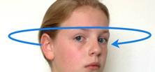 head relative to the gravitational axis.