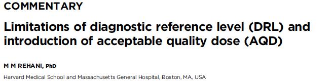 Acceptable quality dose (AQD): ποιότητα εικόνας, δόση ακτινοβολίας, μέγεθος ασθενούς!