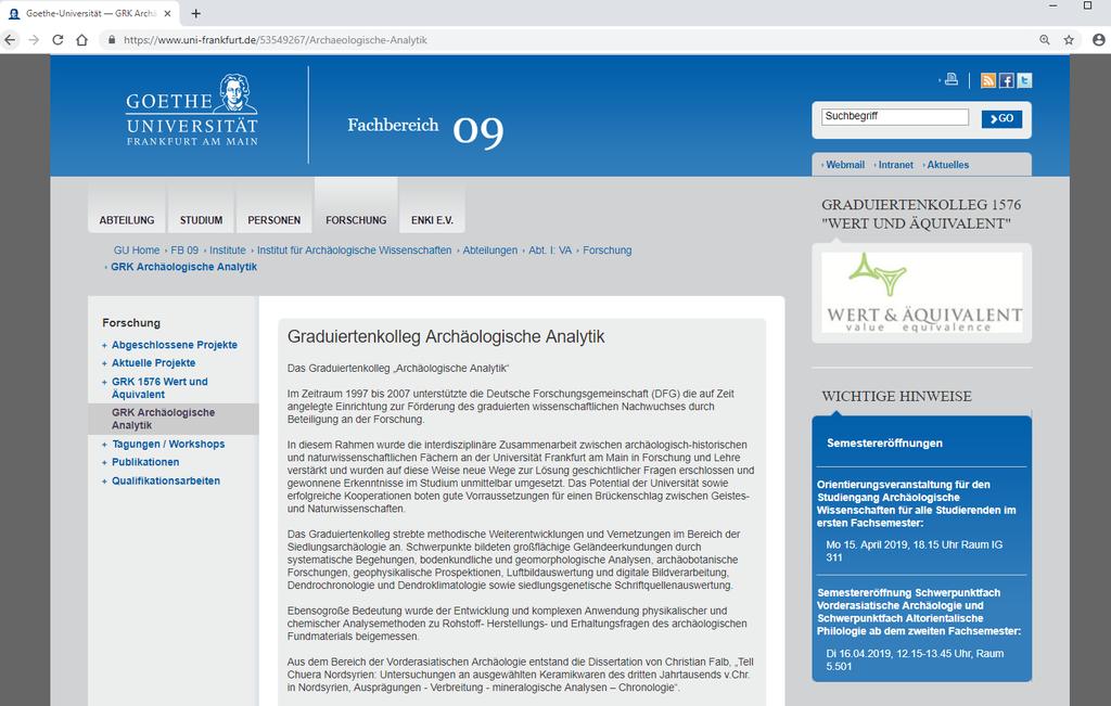 Graduiertenkolleg Archäologische Analytik