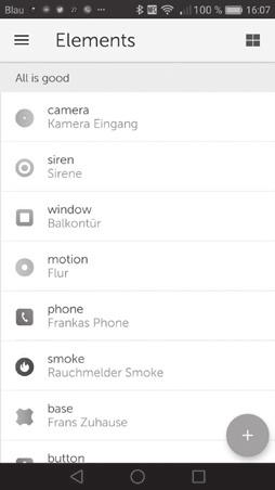 Βήμα 2 Gigaset elements app starten und auf Elements klicken; hinzufügen + drücken; alle anderen Sensoren auswählen und den Anweisungen folgen.