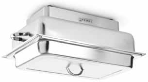 : 1 146,00 ηλεκτρικό chafing dish «Savoi» Με γυάλινο καπάκι. Συμπεριλαμβάνει δοχείο 40 cm, βάθους 6,5 cm. Συνεχής ρύθμιση θερμοκρασίας έως 85 C.