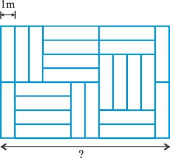 15. A floor is covered with identical rectangular tiles as shown. The shorter side of each tile is 1 m. What is the length of the side with the question mark?