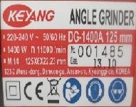 Περιγραφή Προϊόντος ΠΡΟΪΟΝΤΑ Φωτογραφία Φορητός λειαντήρας κορεατικής προέλευσης, εμπορικής επωνυμίας Keyang, με τύπο / αριθμό DG-1400A και κωδικό παρτίδας 001485, ο