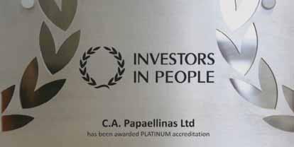 03. Οι Άνθρωποί Μας 3.1 Investors in People Platinum H υψηλότερη διεθνής διάκριση ανθρώπινου δυναμικού στην C.A.