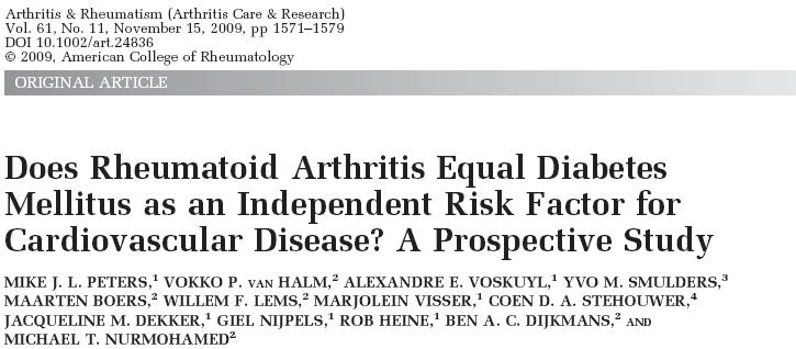 The 3-year risk of CVD in RA was double compared to the general