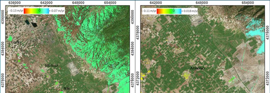 Multitemporal SAR interferometry South Thessaly Basin Μέση ετήσια