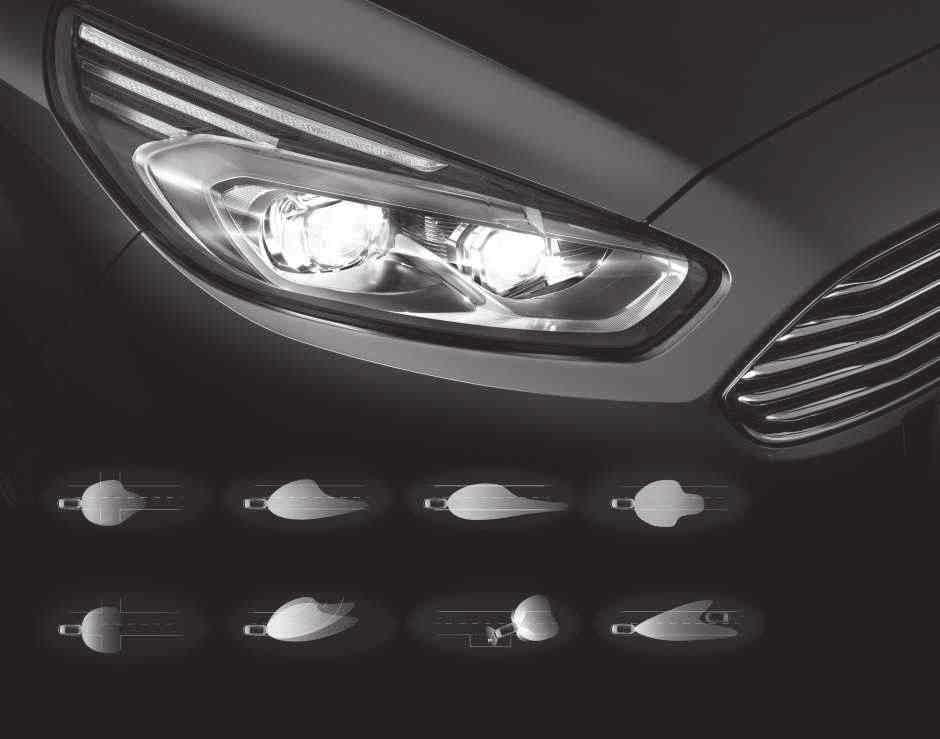 Φλας LED εμπρός Τα φώτα ημέρας LED του Ford S-MAX είναι ενσωματωμένα στους προβολείς και λειτουργούν και ως φλας, αναβοσβήνοντας διαδοχικά ώστε να δείχνουν προς την πλευρά που στρίβετε (βασικός