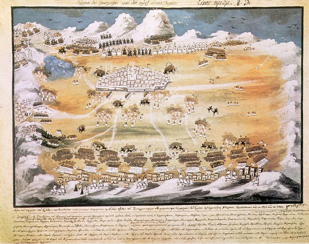 Πόλεμος της Τριπολιτζάς και των πέριξ αυτής χωρίων. Πίνακας του Παναγιώτη Ζωγράφου με την καθοδήγηση του Μακρυγιάννη.