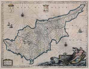 118 Joannes JANSSONIUS, Henricus HONDIUS Cyprus Insula, verso blank 38 x 50 cm, based on Blaeu, in Gerardi Mercatoris et I.