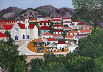 96 Θράκη Ρωσσίδου Τζόουνς (1920 2007) Κυπριακό χωριό Υπογεγραμμένο κάτω