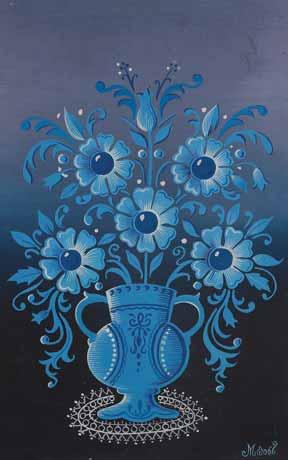 99 Μέντης Μποσταντζόγλου, Μποστ, (1918 1995) Μπλε λουλούδια Υπογεγραμμένο