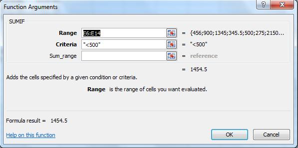 =SUMIF(range; criteria) Range Criteria Η περιοχή των κελιών, για τα οποία θέλουμε να υπολογίσουμε το άθροισμα βάση των