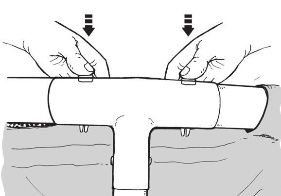 Ασφαλίστε αυτό το σκέλος στις οπές του συνδέσμου, ευθυγραμμίζοντας μεταξύ τους τις οπές και τον ελατηριωτό πίρο. Τοποθετήστε την τερματική τάπα του σκέλους (6) στη βάση του σκέλους (βλ. σχέδια 6.