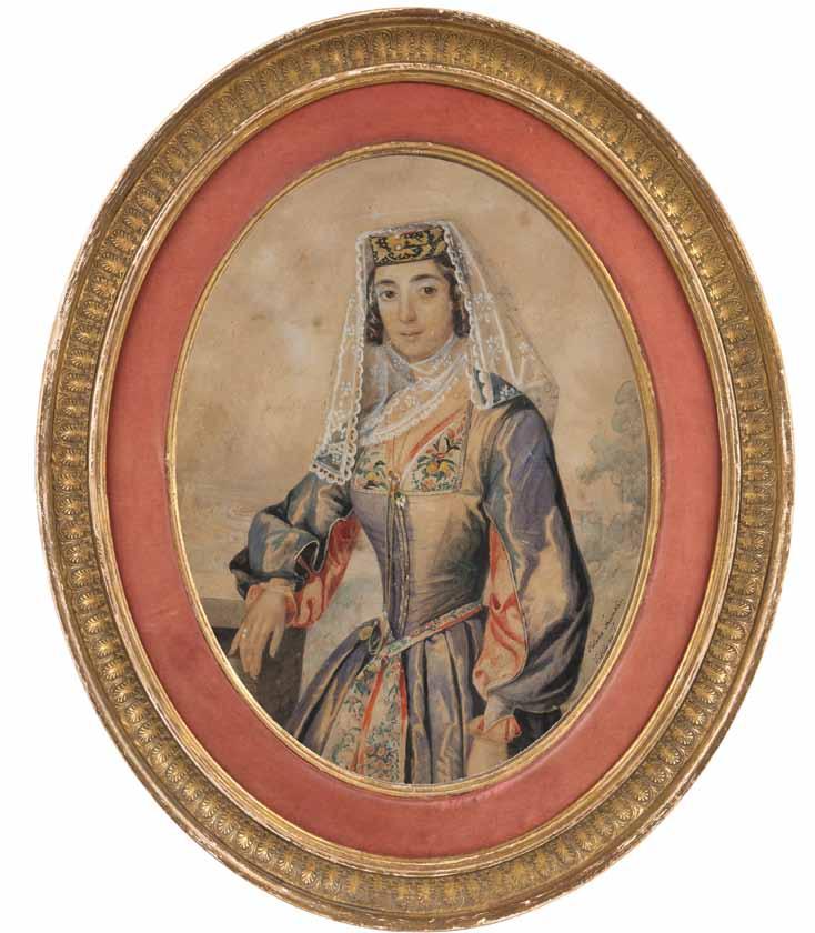 elene frankeni. barbare TumaniSvilis portreti. 1856, qaraldi, akvareli, TeTra, zoma: 36X21 sm.